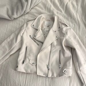 Blank NYC white leather moto jacket sz M